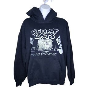 Stray Cats Built For Speed Pullover Hooded Hoodie Sweatshirt Womens L Black
